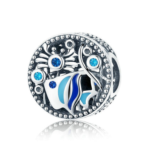 925 Sterling Silver Ocean Fish Charm Bead for Bracelet Pendant