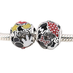 Mickey Minnie Mouse Charm 925 Sterling Sliver Spacer Bead Fits Pandora Bracelet