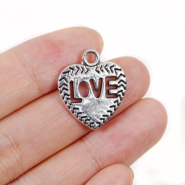 10 Pcs Love Charm Antique Alloy Jewelry Pendant