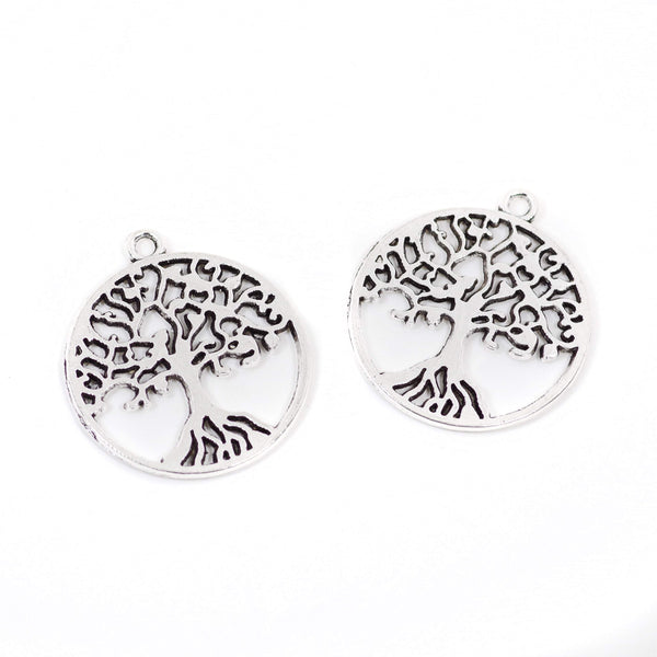 10 Pcs Tree Charm Pendant Antique Alloy, Double side