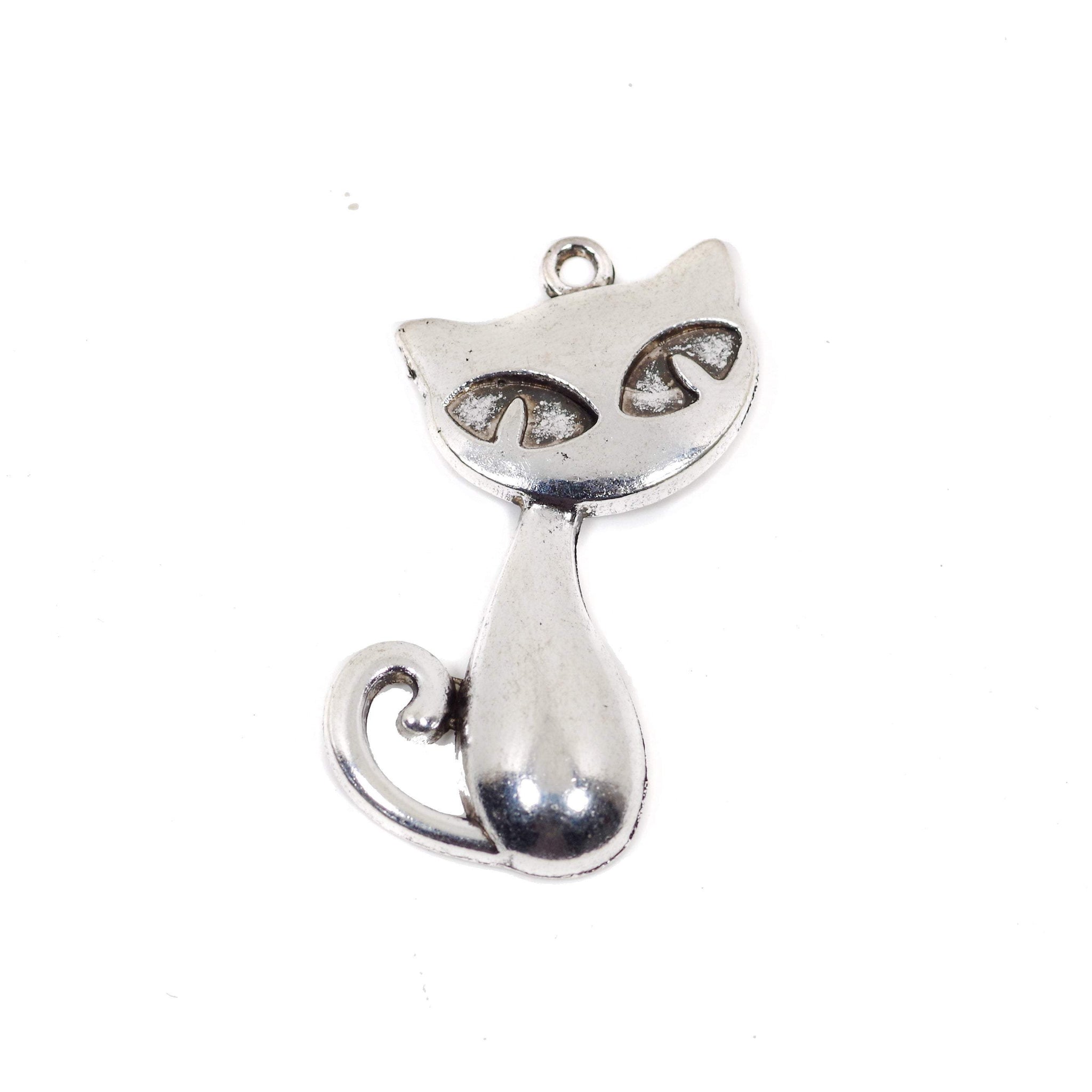 6 Pcs Cat Charm Antique Alloy Jewelry Pendant