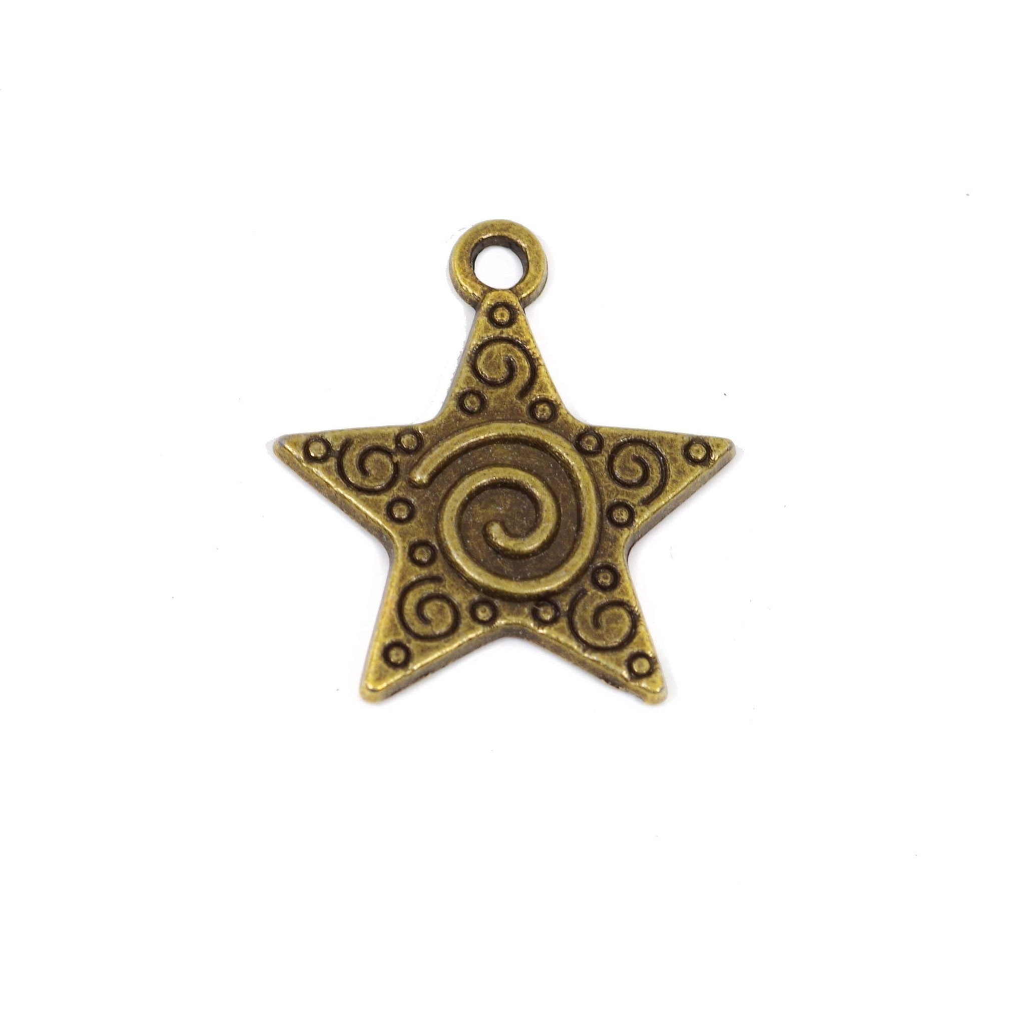 10 Pcs Star Charm Antique Bronze Jewelry Pendant