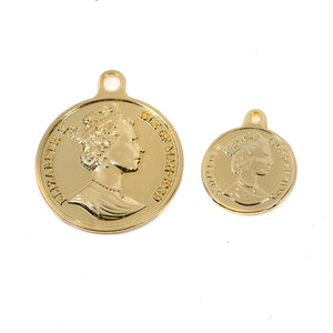 2 Pcs Gold Plated Coin Charm - Double Side