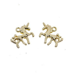 4 Pcs Gold Plated Unicorn Charm - Double Side