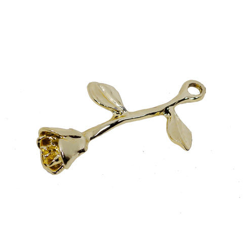 2 Pcs Gold Plated Rose Charm for Jewelry Making