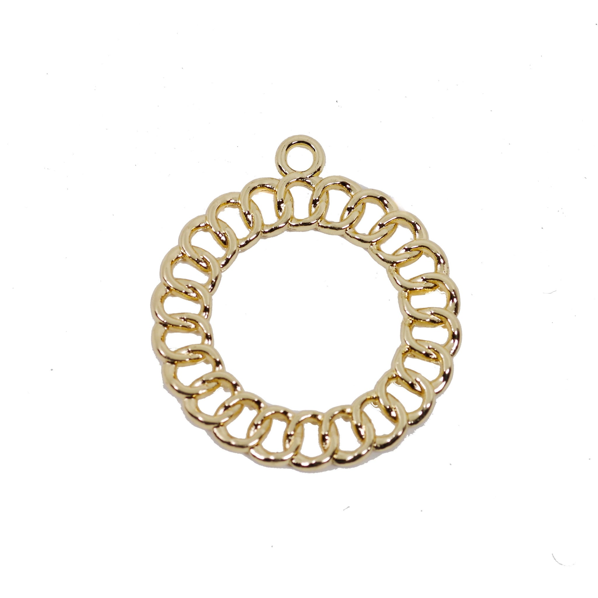 2 Pcs Gold Plated Circle Charm for Jewelry Making