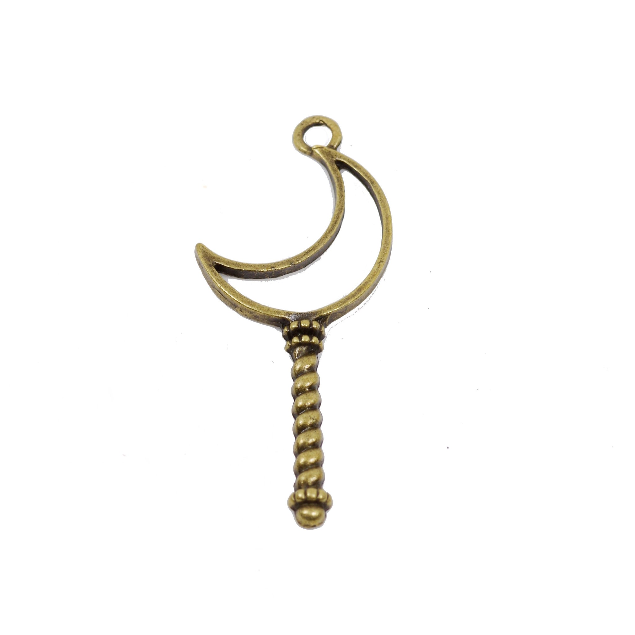 10 Pcs Moon Key Charm Antique Bronze Jewelry Pendant