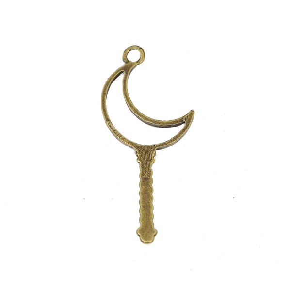 10 Pcs Moon Key Charm Antique Bronze Jewelry Pendant