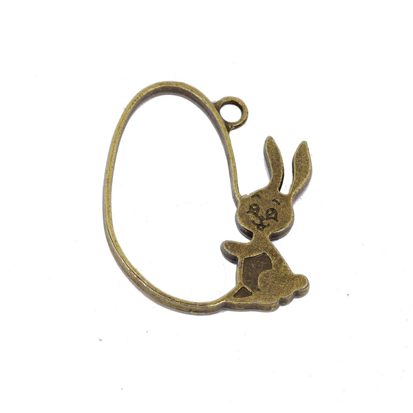 4 Pcs Easter Charm Antique Bronze Jewelry Pendant