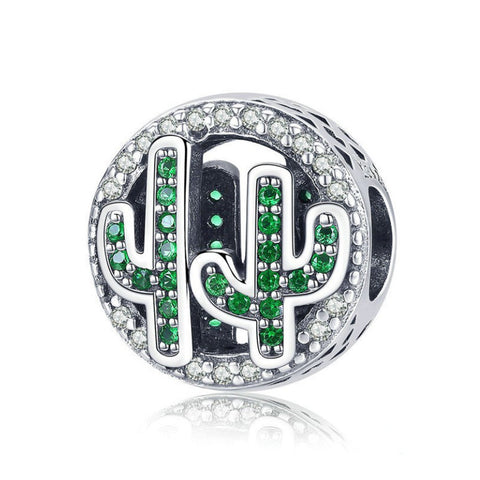 925 Sterling Silver Cactus Charm Bead for Bracelet Pendant