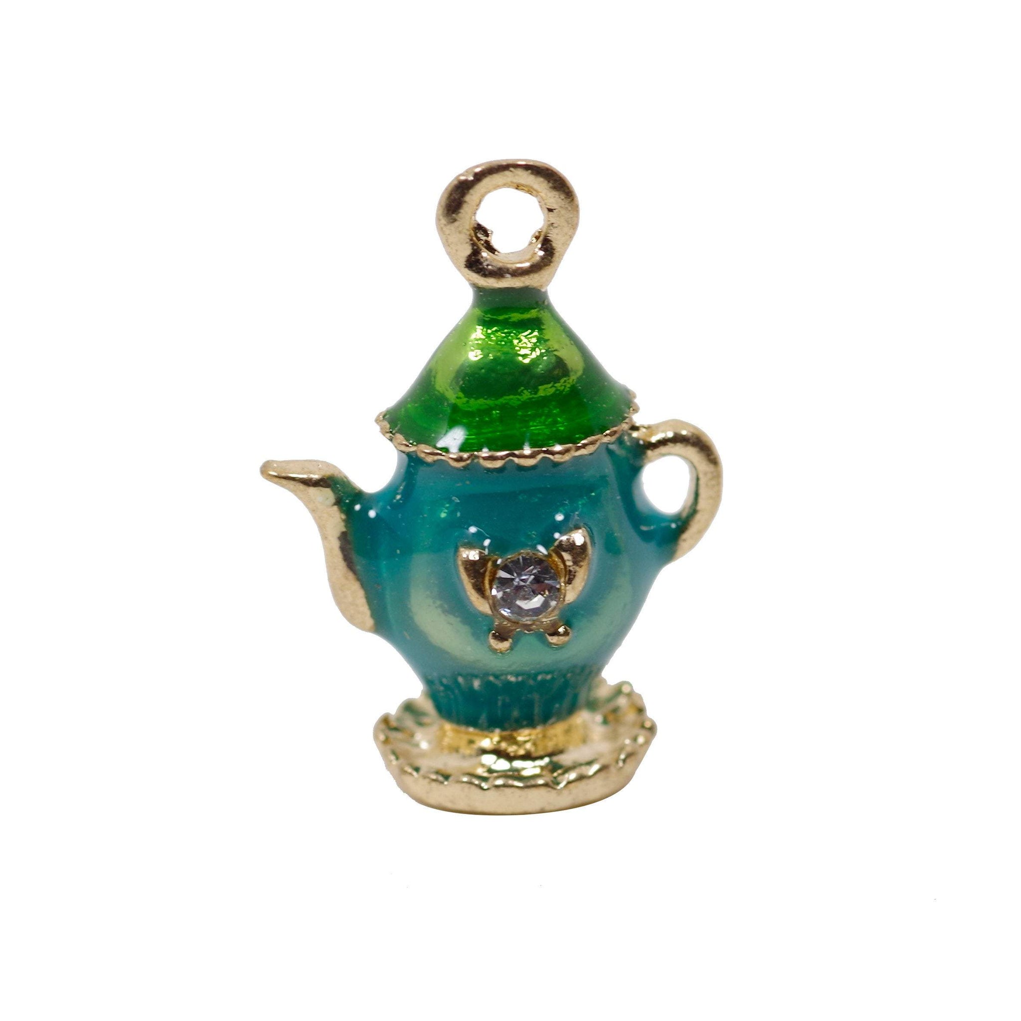 4 Pcs 3D Teapot Enamel Charm Craft Supplies