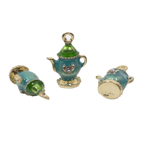 4 Pcs 3D Teapot Enamel Charm Craft Supplies