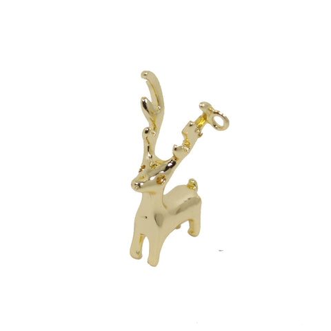 1 Pcs Gold Plated 3D Reindeer Charm