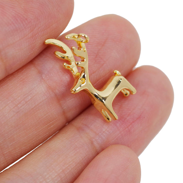 1 Pcs Gold Plated 3D Reindeer Charm