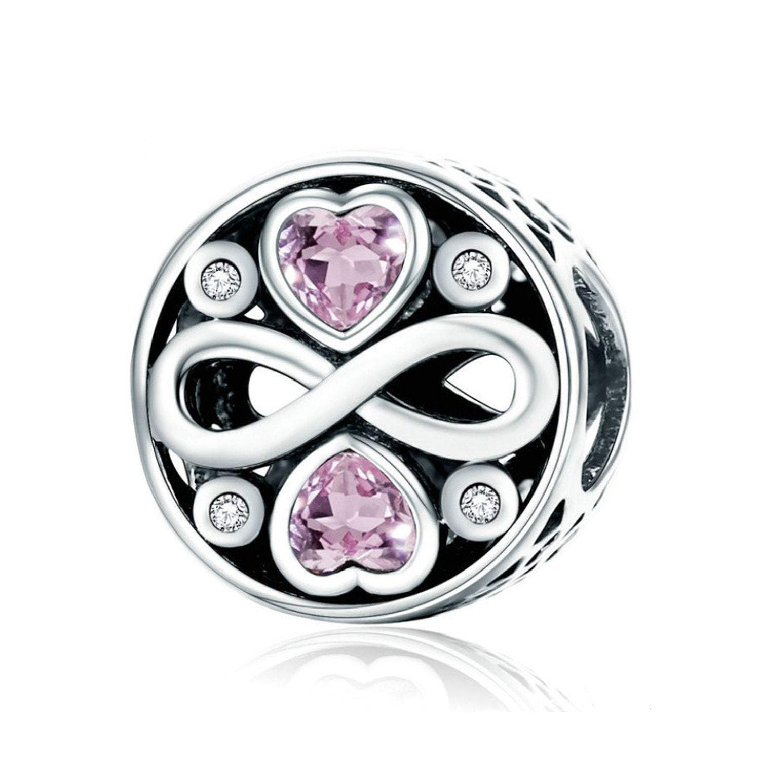 925 Sterling Silver Pink Heart Charm Bead for Bracelet Pendant