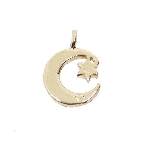 4 Pcs Gold Plated Star in Moon Charm for Jewelry Making