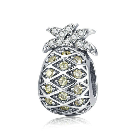 925 Sterling Silver Pineapple Charm Bead for Bracelet Pendant