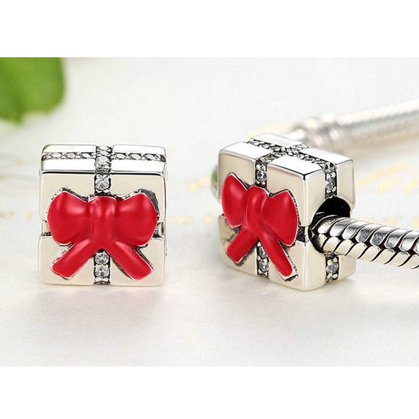 925 Sterling Silver Gift Box Charm Bead for Bracelet Pendant