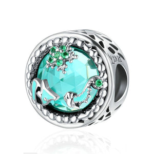 925 Sterling Silver Green Sea Life Charm Bead for Bracelet Pendant