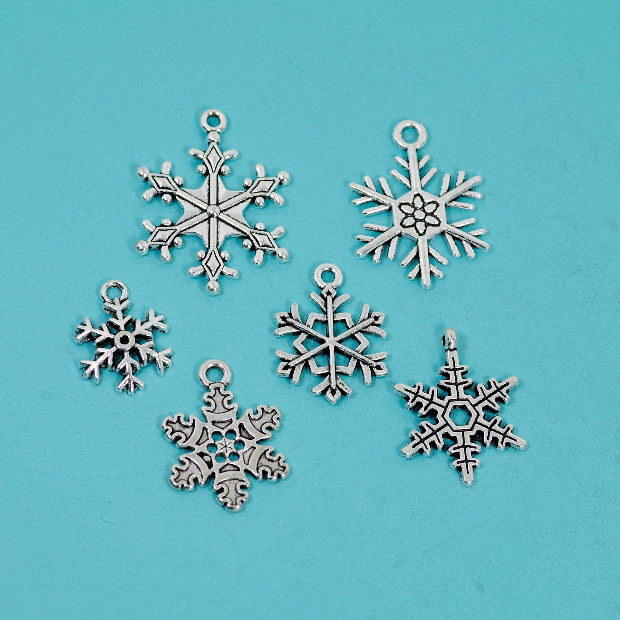 6 Pcs Bulk Wholesale Snowflake Charms