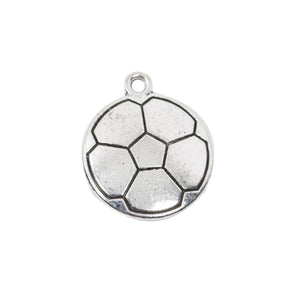 10 Football Charms Antique Silver Tone Pendant