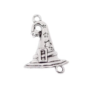 5 Magic Hat Charms Antique Silver Tone Pendant