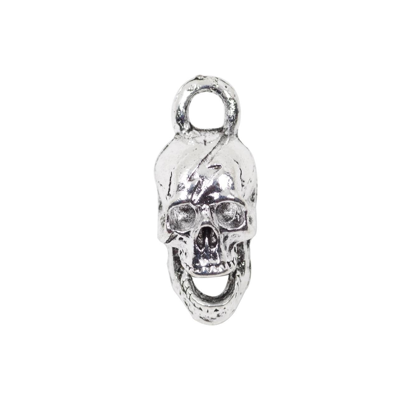 4 Skull Charms Antique Silver Tone Pendant