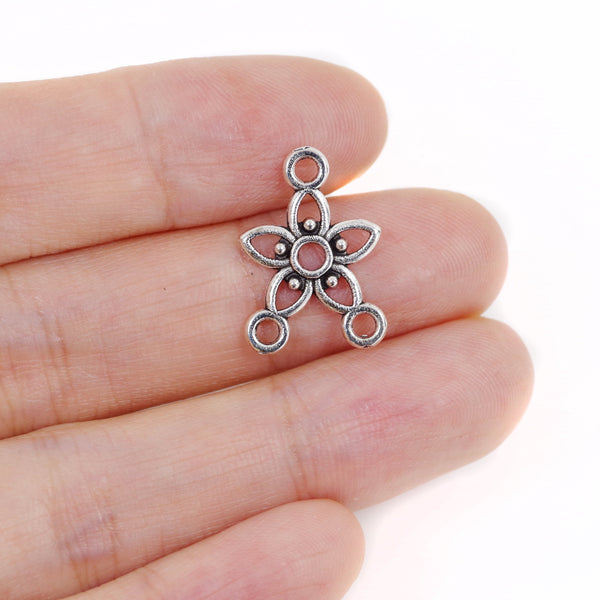 10 Pcs Triple Circle Flower Connector Antique Alloy Jewelry Pendant