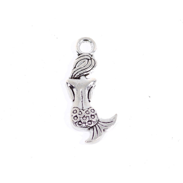 10 Pcs Vintage Mermaid Charm Antique Alloy Jewelry Pendant