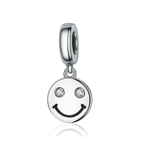 925 Sterling Silver Smile Face Charm Bead for Bracelet Pendant