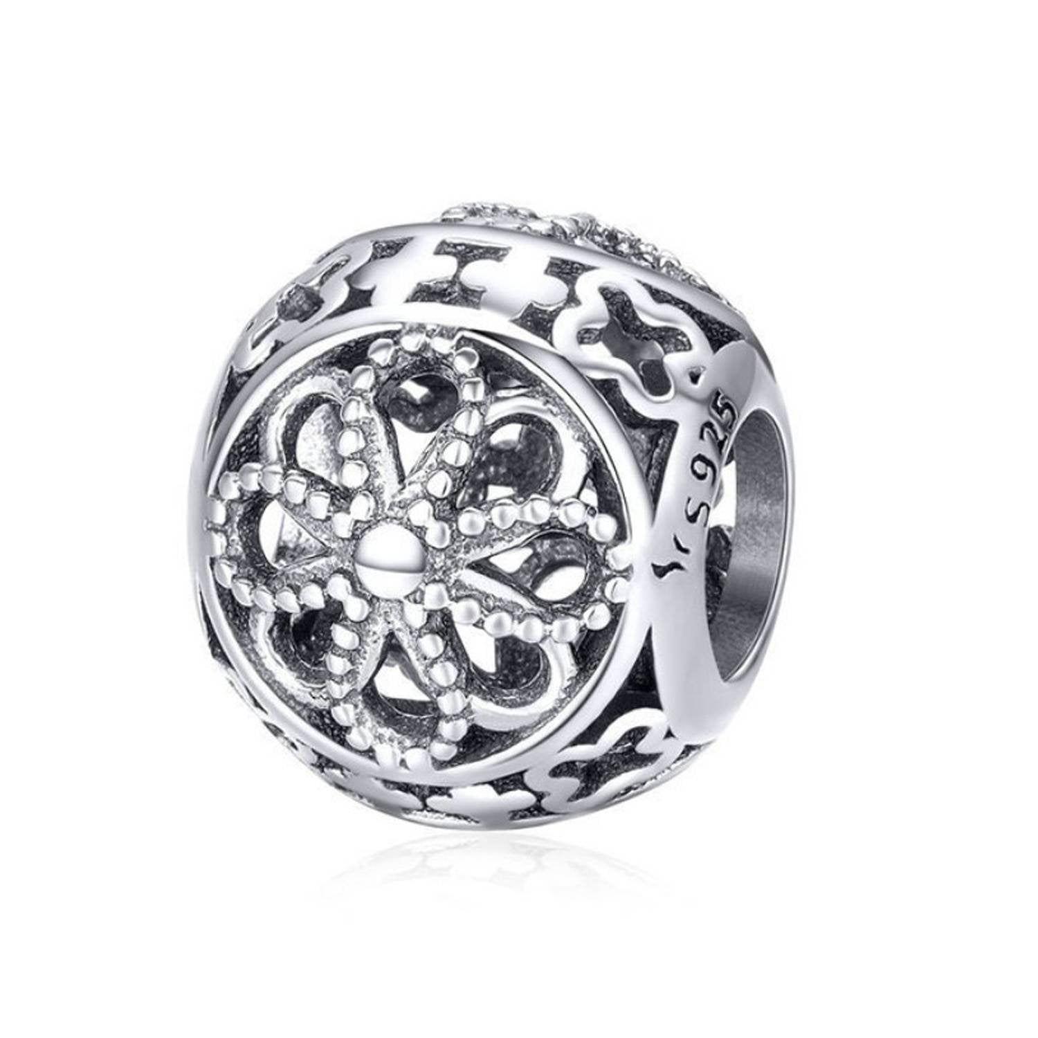 925 Sterling Silver Flower Charm Bead for Bracelet Pendant