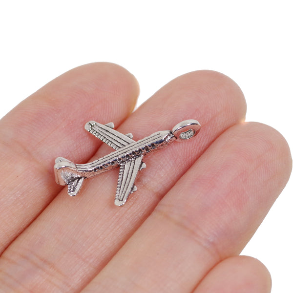 10 Pcs Vintage Air Plane Charm Antique Alloy Jewelry Pendant