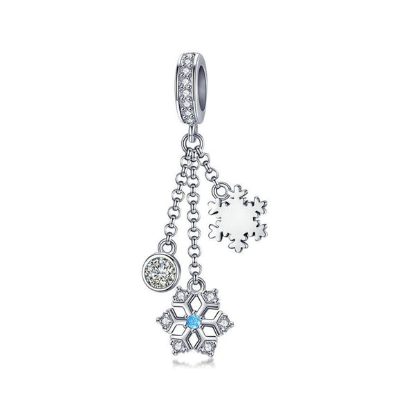 925 Sterling Silver Snowflake Charm Bead for Bracelet Pendant