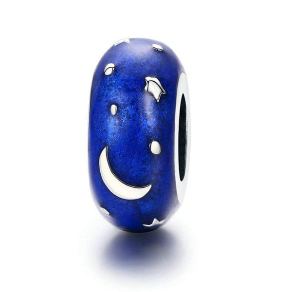 925 Sterling Silver Blue Moon and Star Charm Bead for Bracelet Pendant