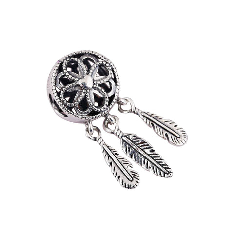 Feather Pandora Charm 925 Sterling Sliver Spacer Bead Fits Pandora Bracelet