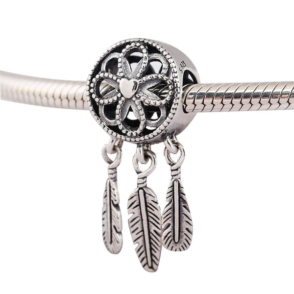 Feather Pandora Charm 925 Sterling Sliver Spacer Bead Fits Pandora Bracelet