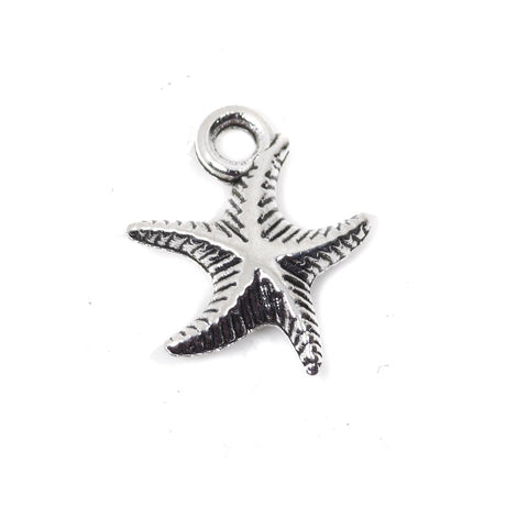 10 Starfish Charms Antique Silver Tone Pendant