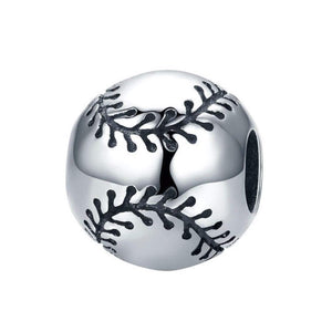 925 Sterling Silver Baseball Charm Bead for Bracelet Pendant