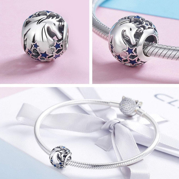 925 Sterling Silver Unicorn Charm Bead for Bracelet Pendant