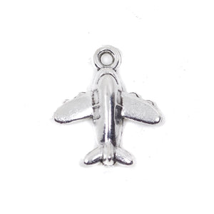 10 Airplane Charm Charms Antique Silver Tone Pendant