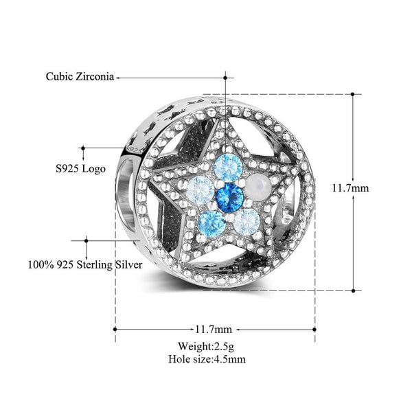 Authentic Pandora Blue Star Charm Spacer Bead