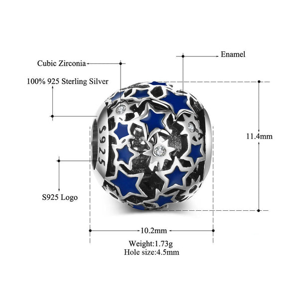 Authentic Pandora Blue Star Charm Spacer Bead