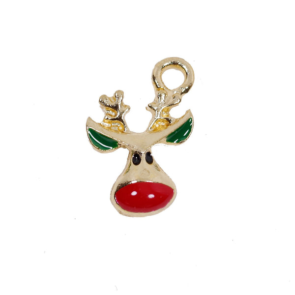 4 Pcs Christmas Reindeer Enamel Charm Jewelry Bracelet Pendant