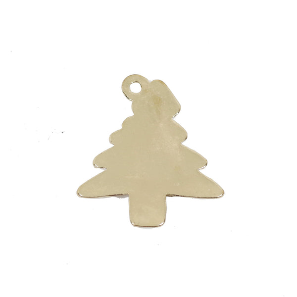 2 Pcs Gold Plated Christmas Tree Charm for Jewelry Making