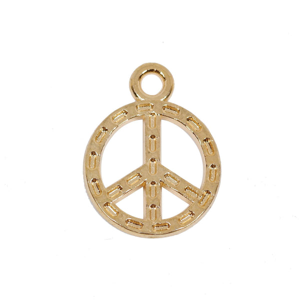 8 Pcs Gold Plated Peace Sign Charm for Jewelry Making