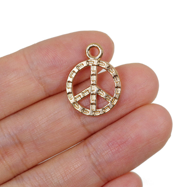 8 Pcs Gold Plated Peace Sign Charm for Jewelry Making