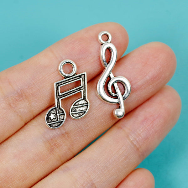 6 Pcs Bulk Wholesale Music Charm Silver Tone