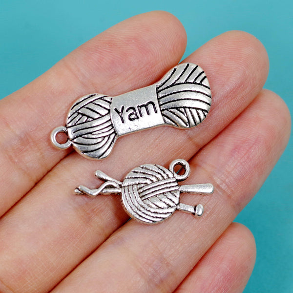 7 Pcs Bulk Wholesale Knit Charm Silver Tone