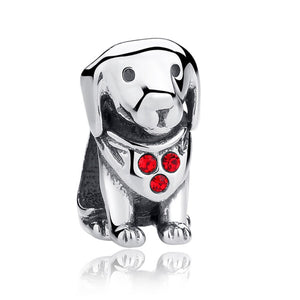 925 Sterling Silver Dog Charm Bead for Charm Bracelet Pendant