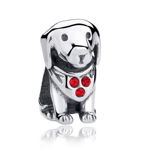 925 Sterling Silver Dog Charm Bead for Charm Bracelet Pendant